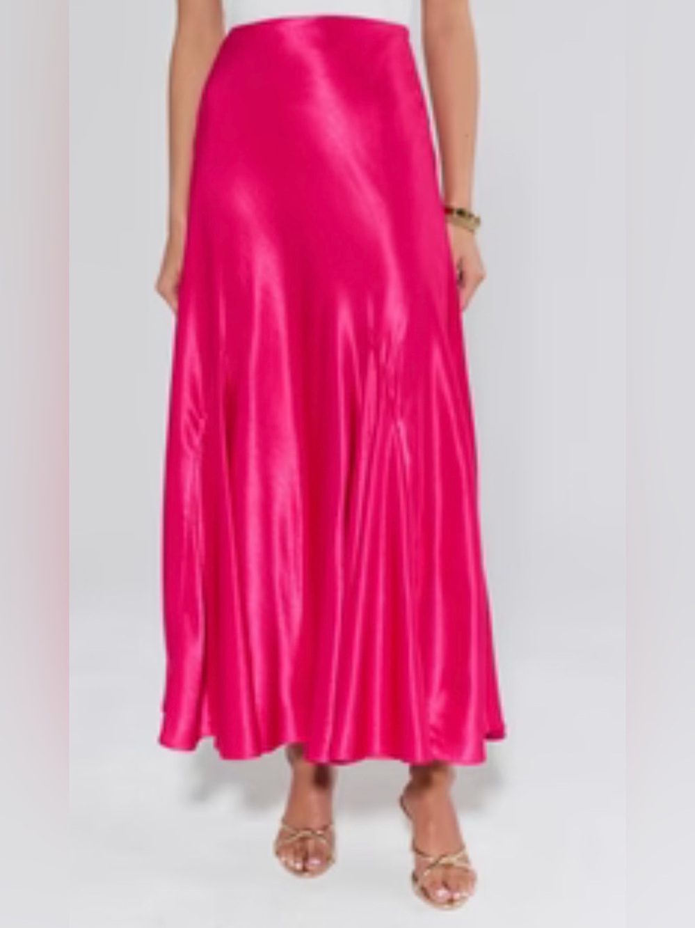Avara Olivia Luxe Hot Pink Liquid Satin Bias Cut Maxi Skirt M NWT